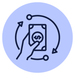 icon - decreased liquidations - blue bg