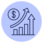 icon - increase in profits - blue bg