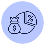 icon - higher gross margin dollars - blue bg