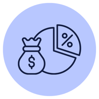 icon - higher gross margin dollars - blue bg