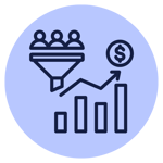 icon - increase in conversion rate - blue bg