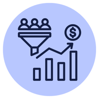 icon - increase in conversion rate - blue bg