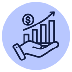 icon - increase in revenue - blue bg