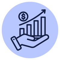 icon - increase in revenue - blue bg