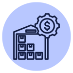 icon - inventory investment savings - blue bg