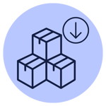 icon - reduction in inventory - blue bg