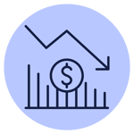 icon - reduction in lost sales - blue bg