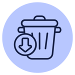 icon - reduction of waste - blue bg