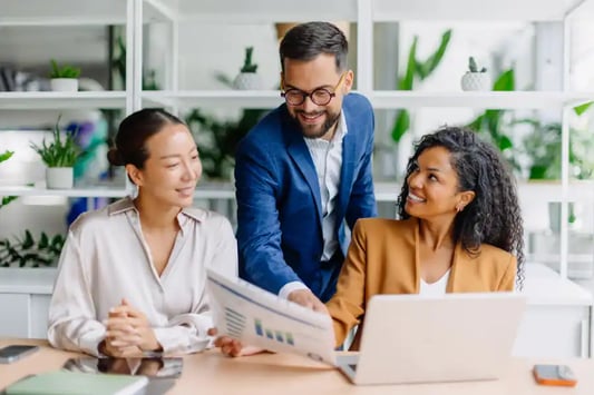 Retail team collaborating on AI-powered decision making