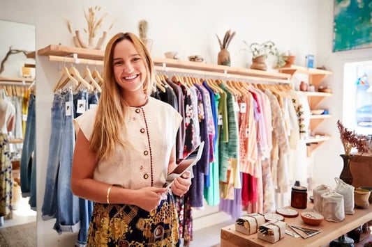 Retail professional leveraging sales analytics and data management for smoother workflows.