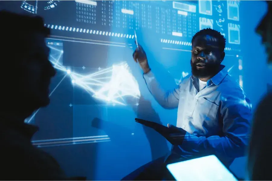 Retail expert analyzing data for retail problem-solving through operational efficiency and market trends.