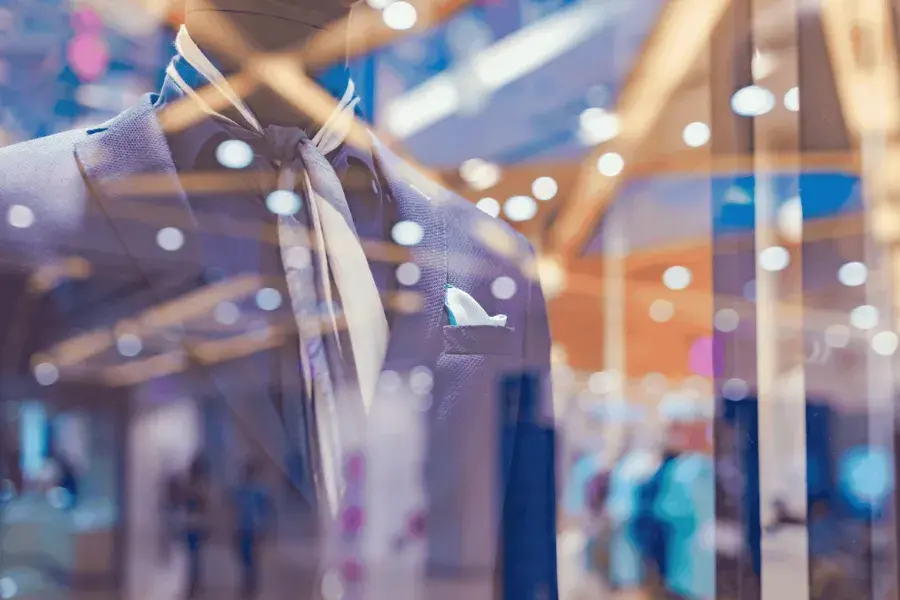 Retail window display representing forecasting methods that blend historical data with trend projection.