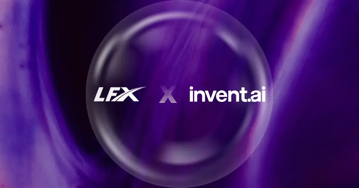 LFX and invent.ai logos side by side, symbolizing strategic collaboration to enhance the retail value chain by optimizing operations, reducing costs, and driving efficiency across supply chain and support activities.