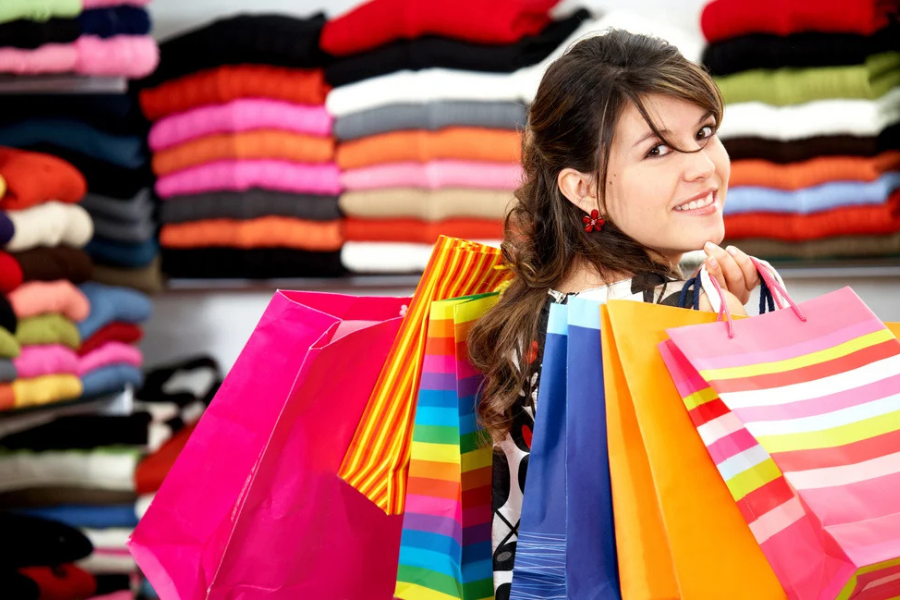Woman excited due to proper inventory optimization while shopping