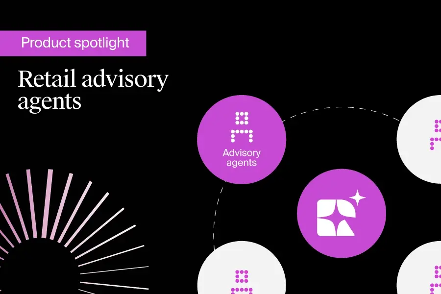 Advisory agents providing in-context guidance within a retail planning platform UI, showing KPIs, workflow explanations and recommended actions embedded directly on screen..